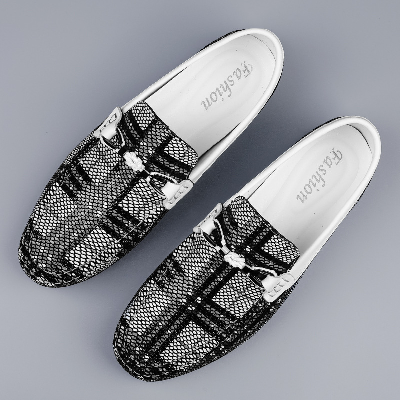 Leather Beanie Shoes Men's Casual Driving Soft Bottom Cover