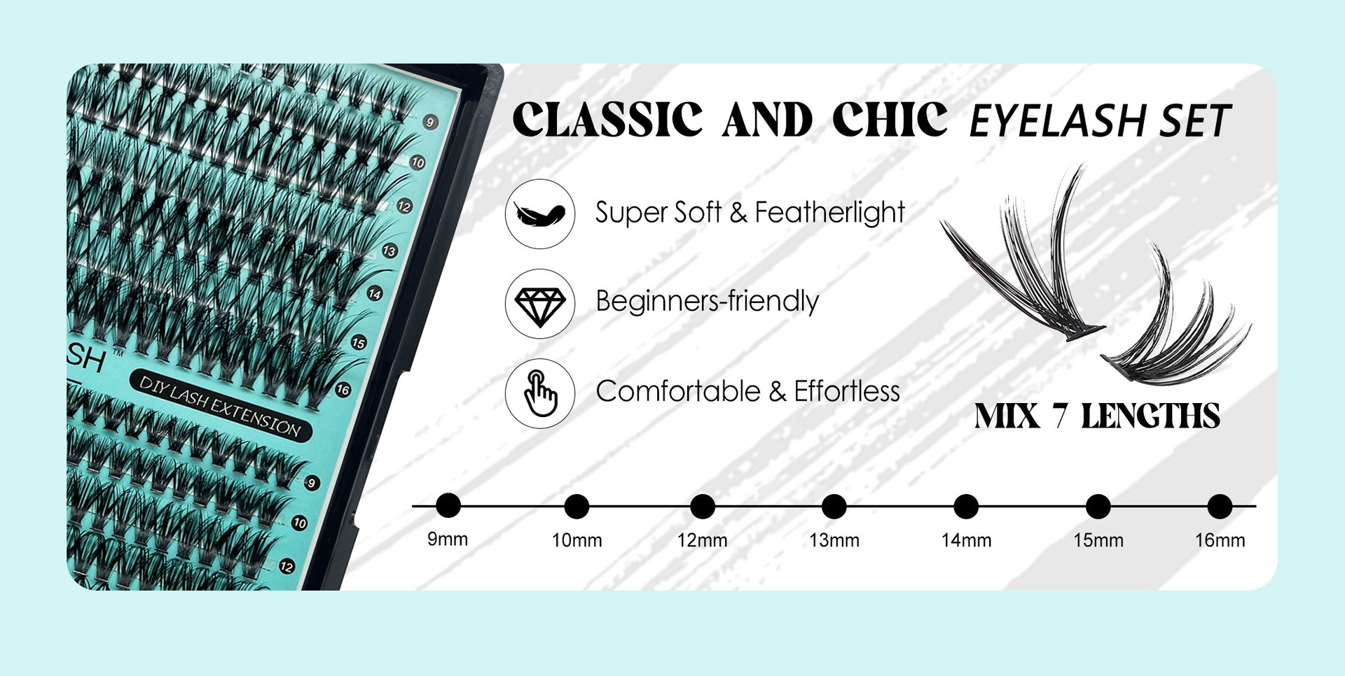 Individual Clusters Of Natural Black False Eyelashes Non-Adhesive Eyelashes Large Capacity Eyelashes