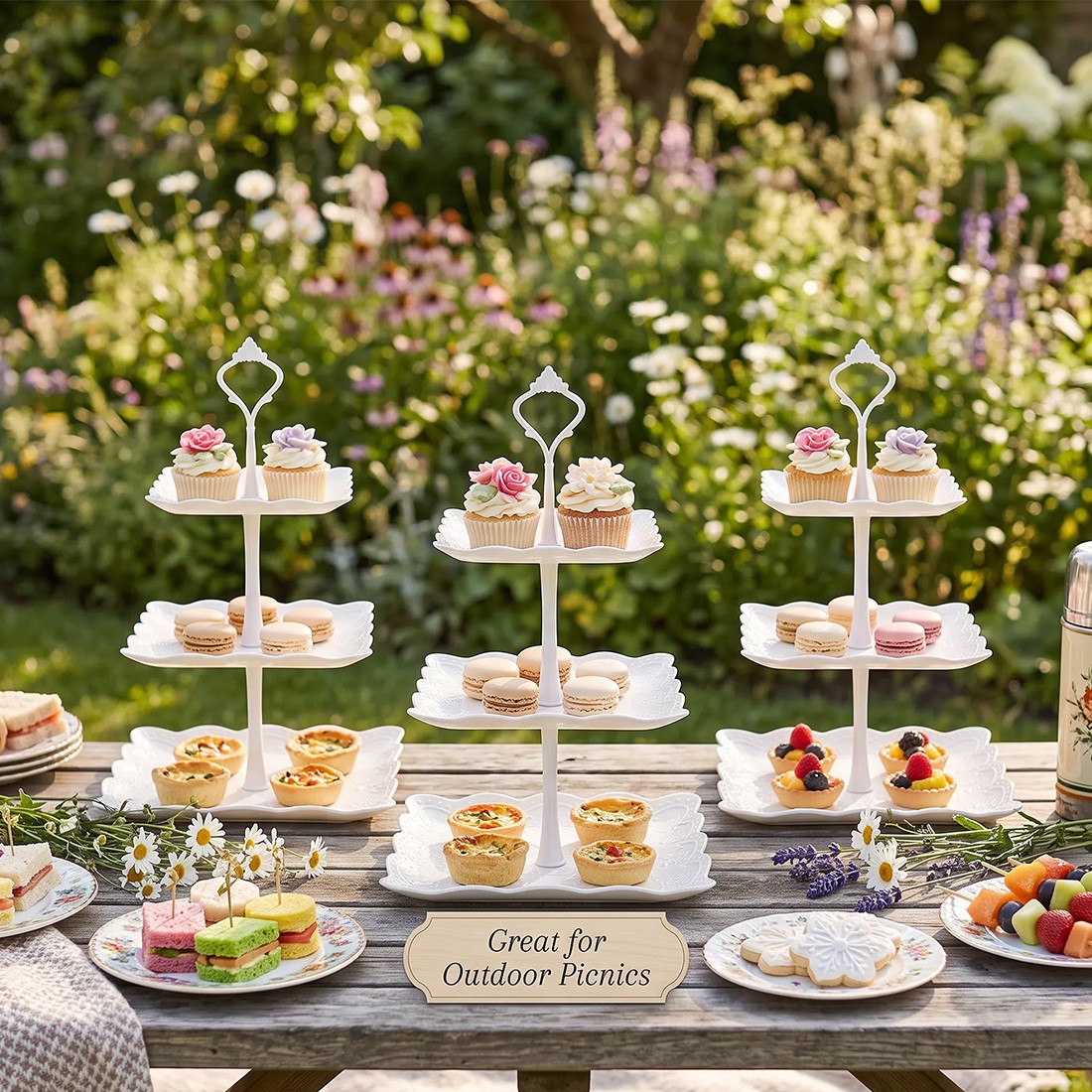 3PCS 3 Tier Cake Stand Afternoon Tea Wedding Plates Party