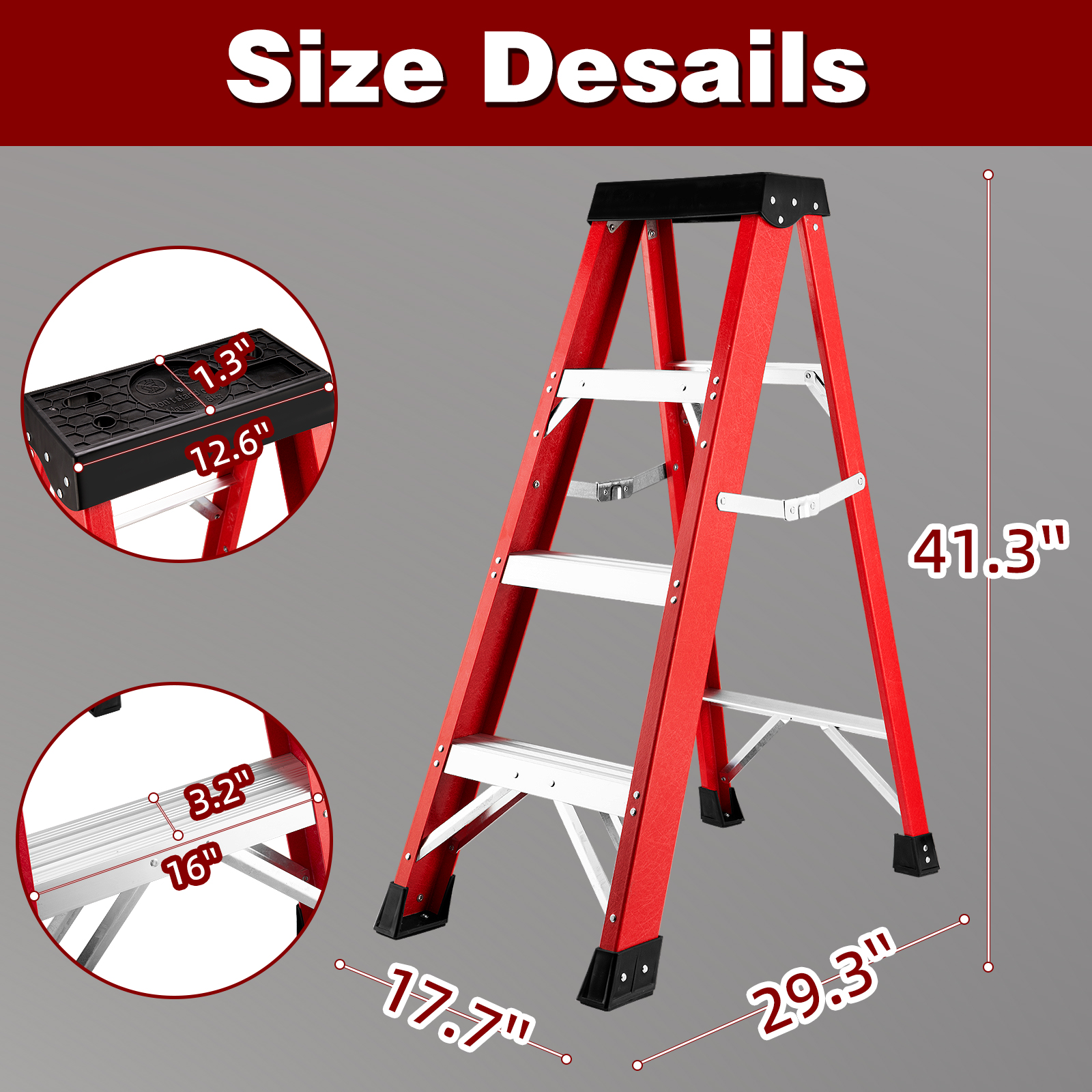 Fiberglass Insulating Ladder, Folding Step Ladder For Safe Electrical Work — foto 14