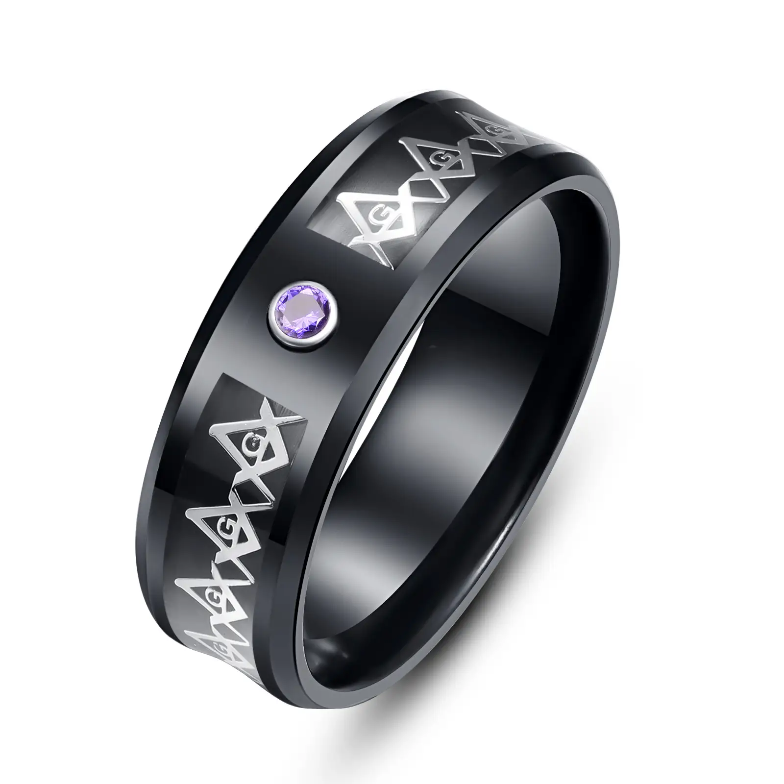 Fashion Color Zirconia Stainless Steel Ring