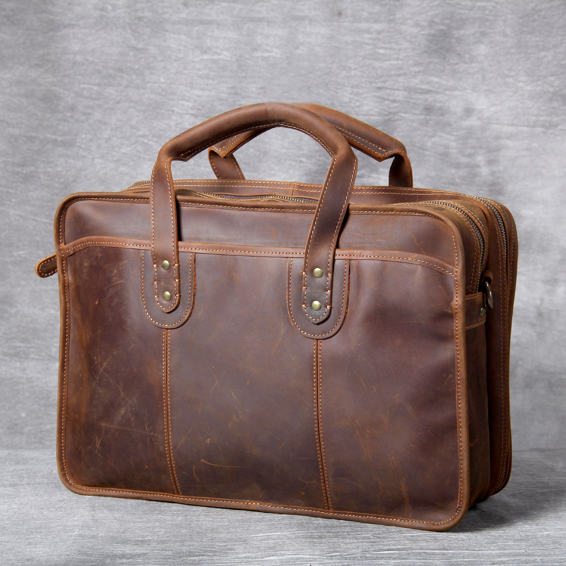 Men's Handmade Leather Laptop Bag Luggage — foto 3