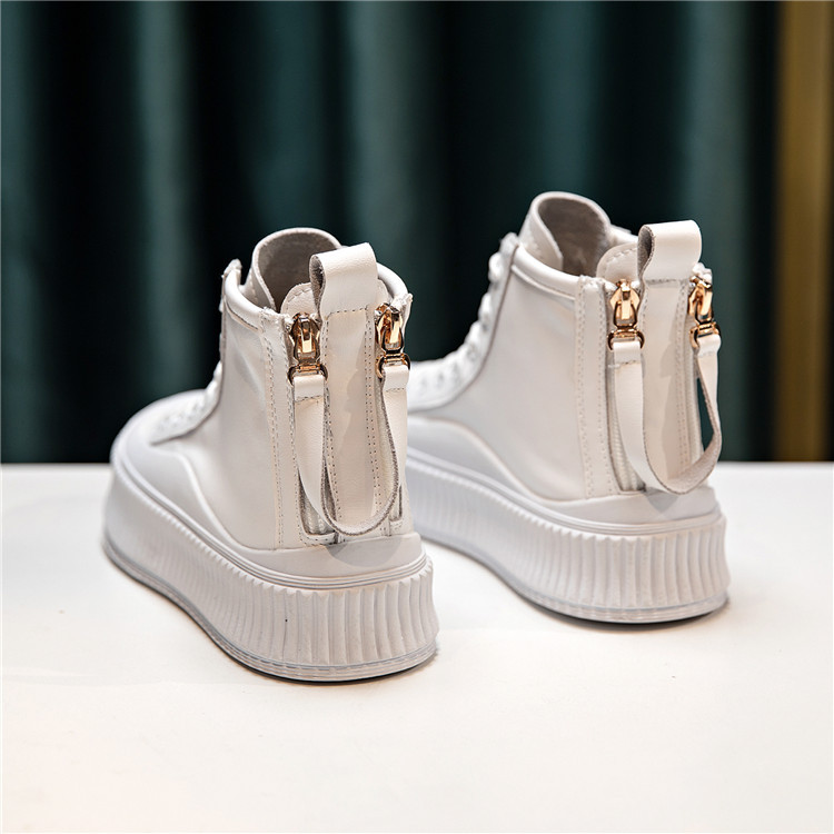 Double Zipper Ankle Boots With Increased Fat And Soft Sole High-top Shoes