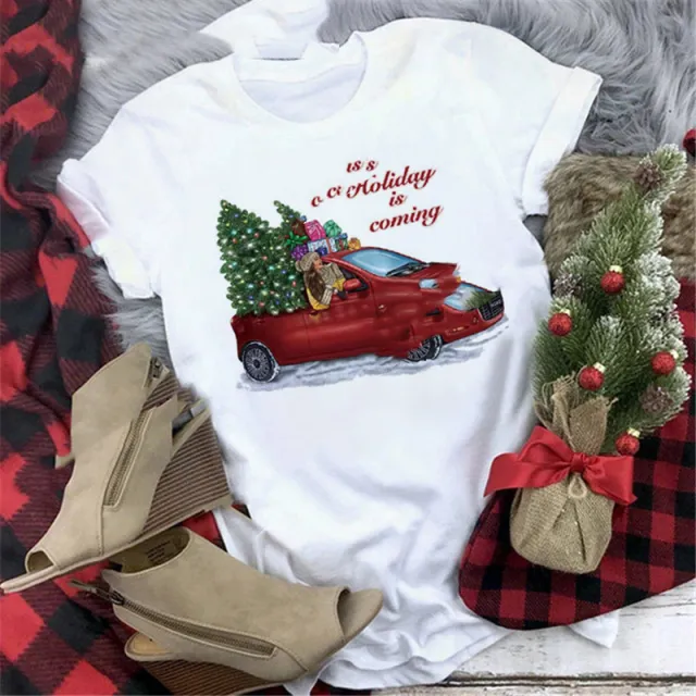 Christmas Print Girlfriends Red T Shirt 32816White - Shop at LoveMi
