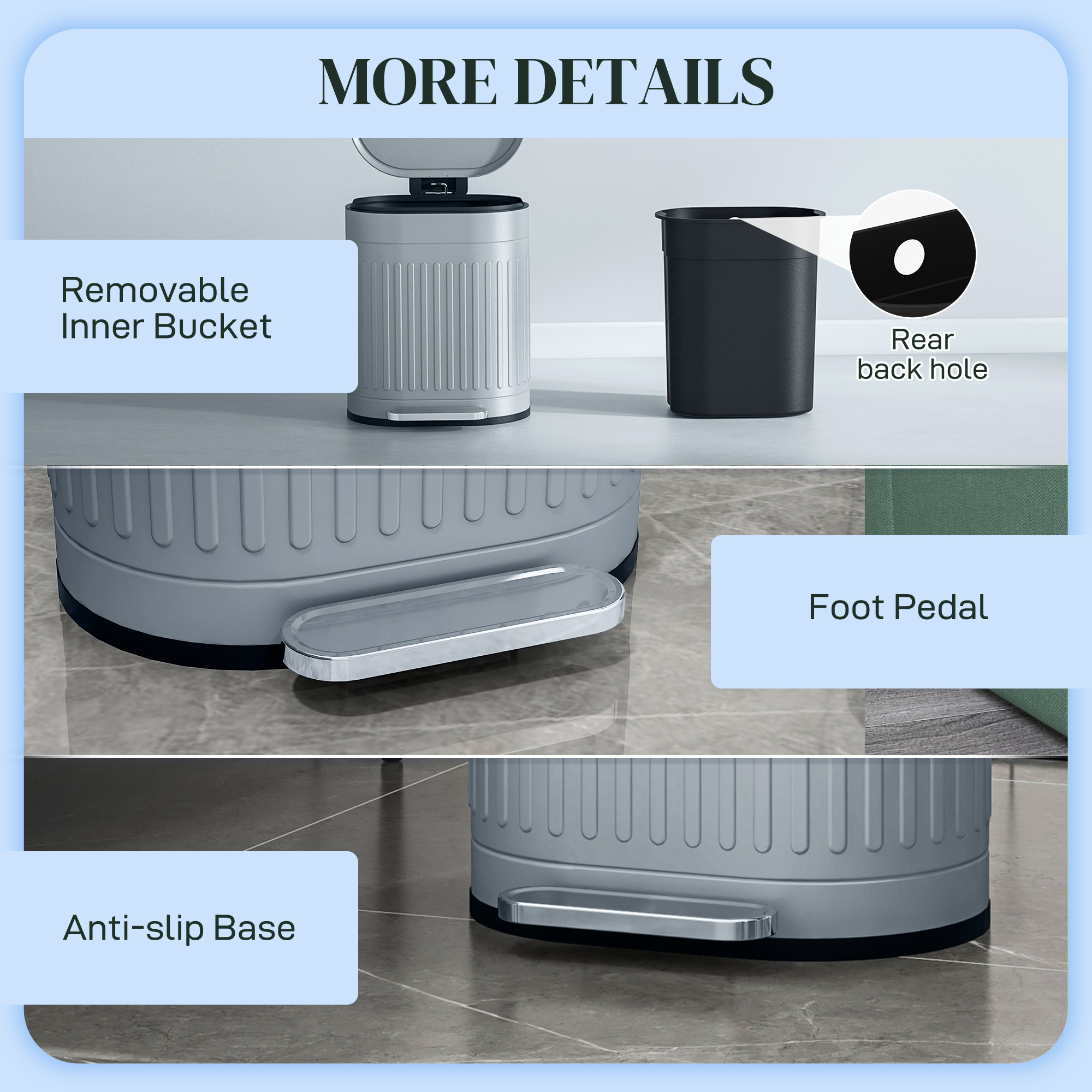 20 liter metal kitchen trash can with gradual lowering lid