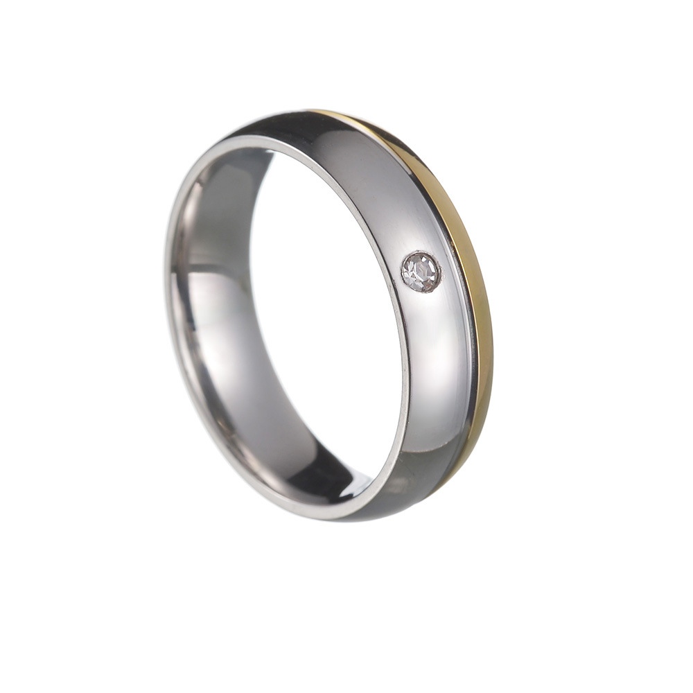 Title 5, Heren ring van titanium staal, goudkleurig en d...