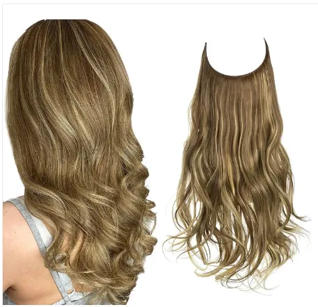 Wig Female Fish Line Type Long Curly Hair Chemical Fiber Extension Piece Matte High Temperature Silk Fish Silk Thread Wig Piece 10H86 - Shop at LoveMi