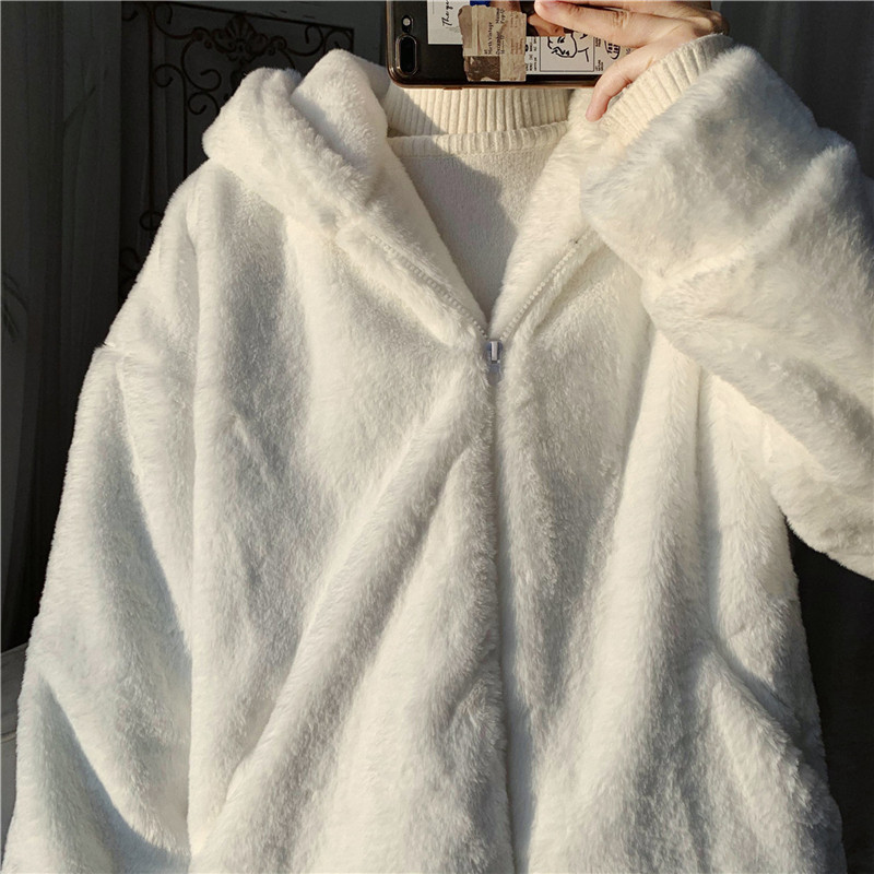 Fashion Simple Pure Color Lamb Cashmere Cotton Coat
