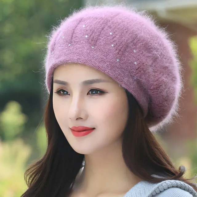 Women's Trendy All Match Rabbit Fur Wool Hat Leather Red Double Layer - Shop at LoveMi