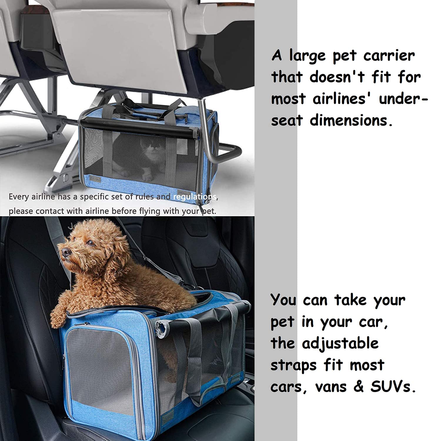 Pet Carrier For Large And Medium Cats, Soft-Sided Pet Carrier For Big Medium Cats And Puppy, Dog Carriers Cat Carriers Pet Privacy Protection Travel Carriers — foto 10