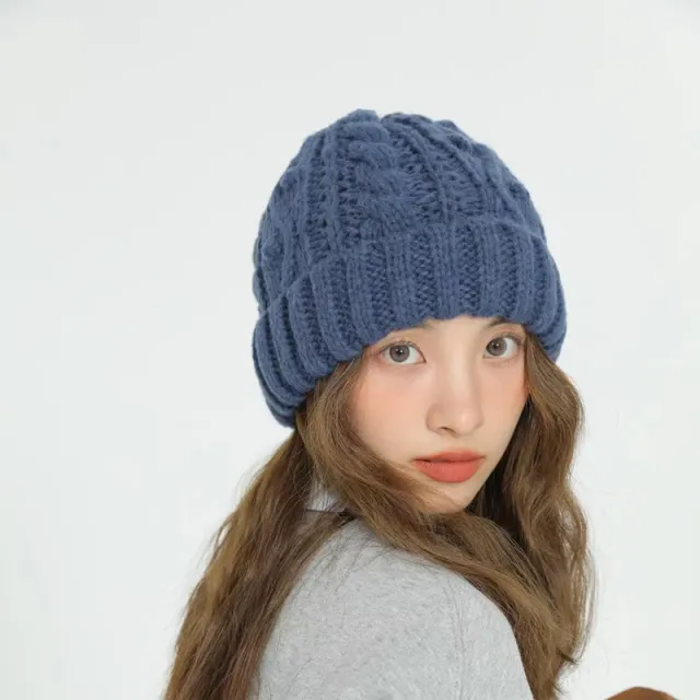 Women's Retro Casual And Versatile Solid Knitted Hat Navy - Shop at LoveMi