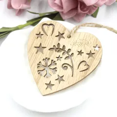 Creative Hollow Love Bird Wooden Pendant - Love Heart - View 1