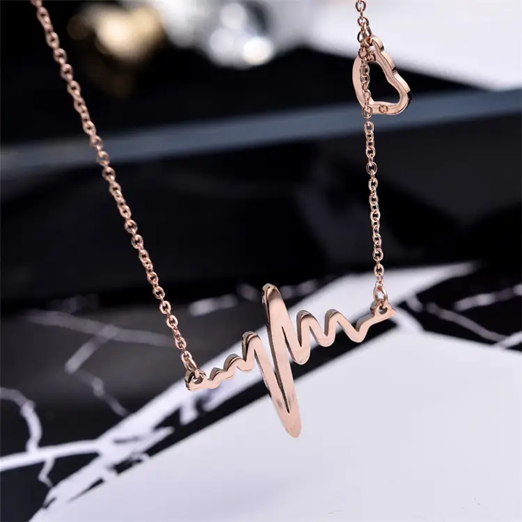 Women's Fashion Simple Stainless Steel Electrocardiogram Necklace