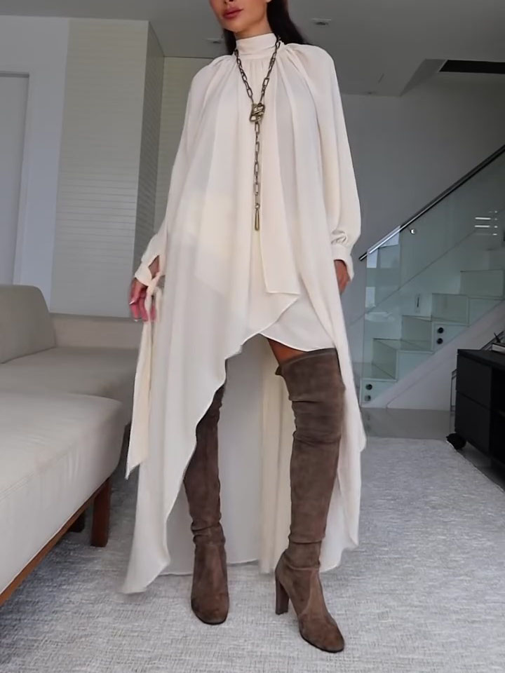 Asymmetric Turtleneck Cape Dress, picture 4 of 6
