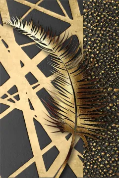 Abstract Golden Paper Poster Luxury Golden Canvas Painting - 3Style - View 1