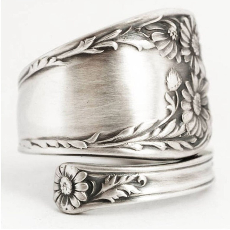 Fashion Vintage Daisy Flower Ring Flower Spoon Shape