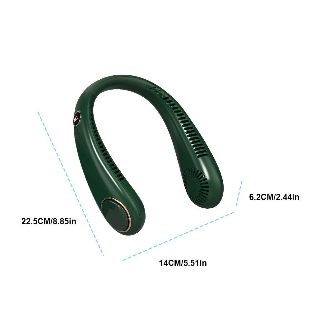 Neck Fan Bladeless Premium Air Conditioner Personal Cooling Fan Travel Portable  Green
