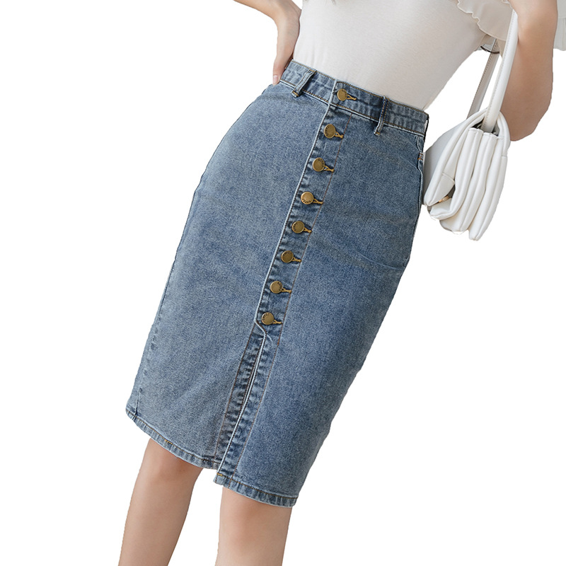 Title 3, Damen High Waist Jeansrock mittellang, stilvoll...