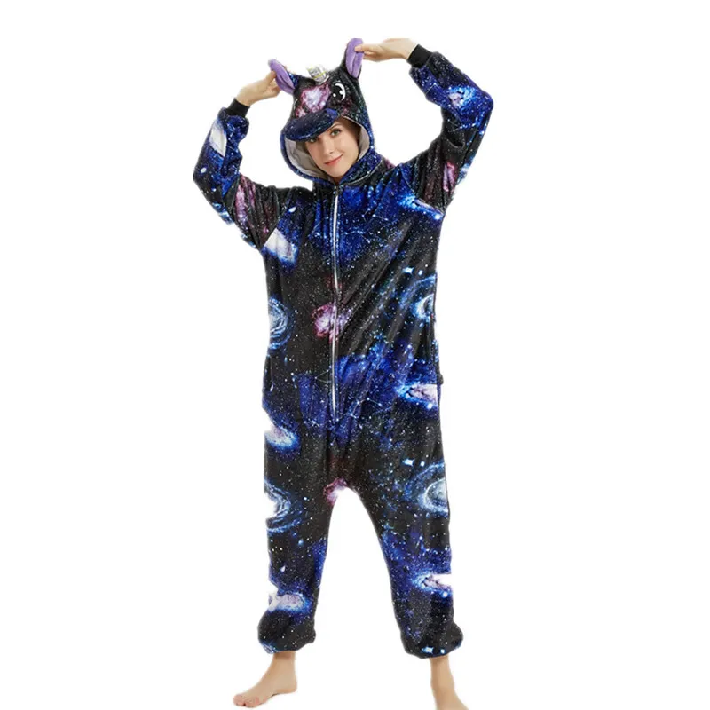 Cartoon Animal One-piece Pyjamas For Adults - Blue