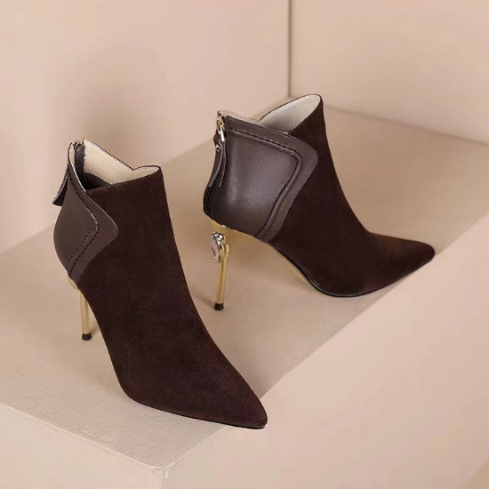 Faux Suede Pointed Ankle Boots, picture 2 of 3
