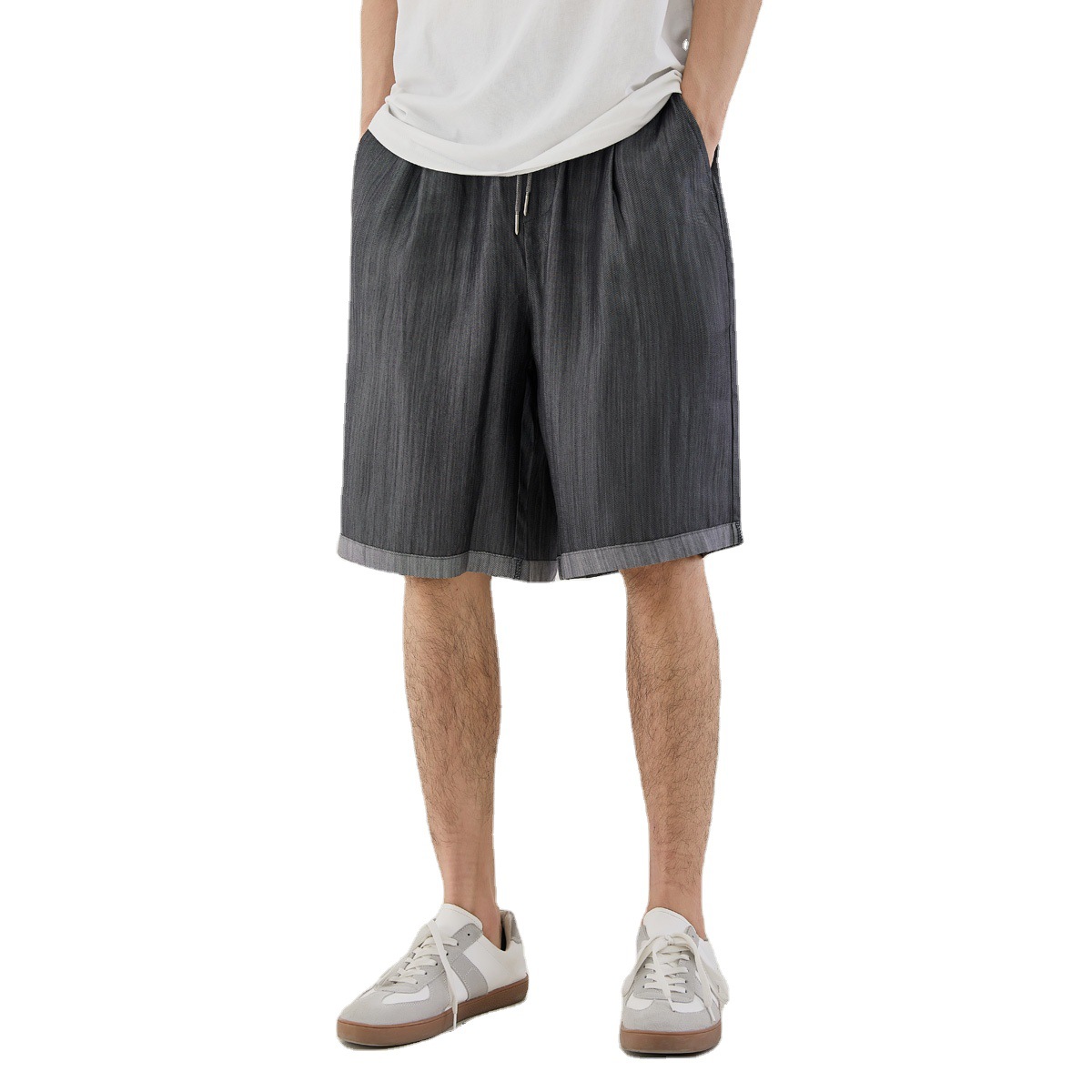 Presale Men's Summer New Loose Straight Tencel Shorts Men's Thin Style Trendy Casual Drape Five-point Pants