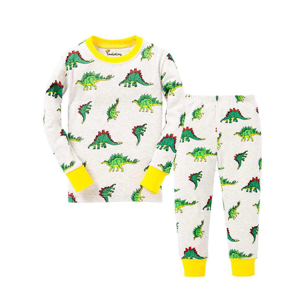 Title 2, Cartoon Dinosaur Print Pajama Set