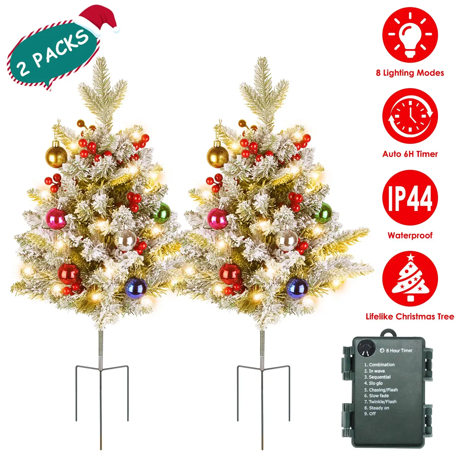 Solar Powered Lighted Christmas Tree Urn Filler