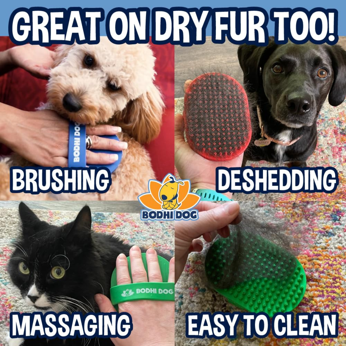 Brosse de bain pour chien et chat, shampoing et massage