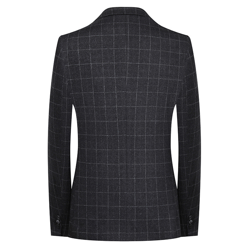 Men's Business Casual Slim Fit Plaid Suit Two Piece