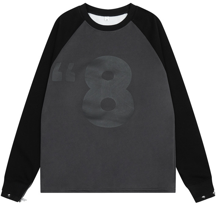 Cuff Rivet Design Letter Loose Round Neck Sweater