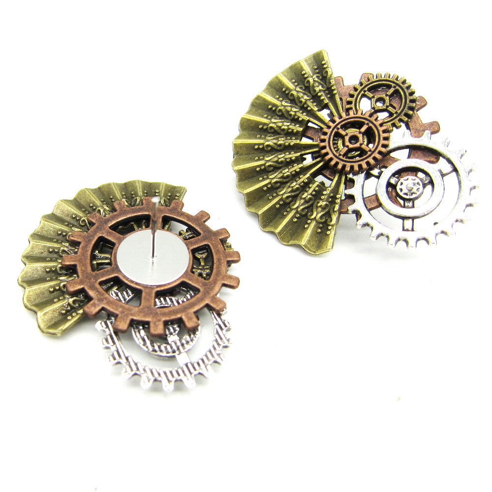 Creative Alloy Steampunk Sector Gear Earrings