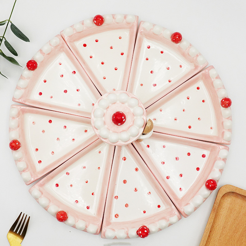 Title 3, Japanese Cute Cake Triangle Plate Ceramic Stitc...