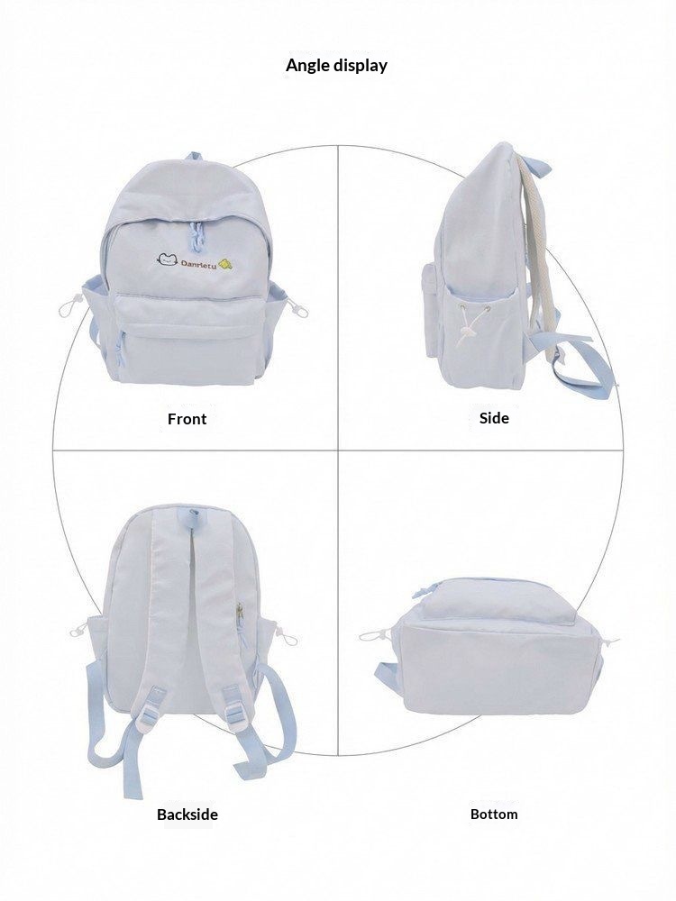 Japanese Solid Color College Student Backpack Female 2026 New Lightweight Junior High School Student Backpack Short Distance Travel Backpack - Beige — view 4
