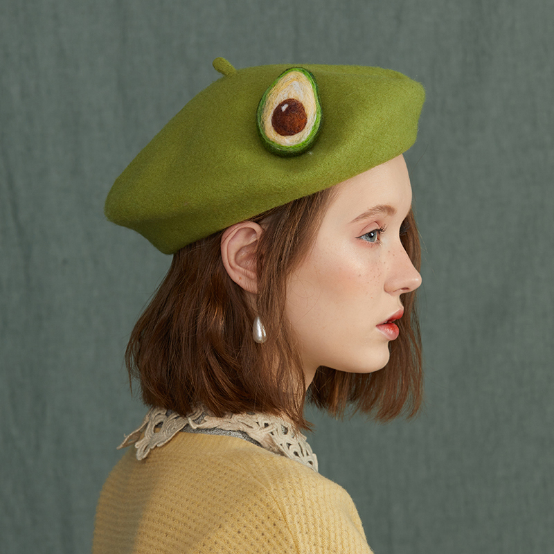 Title 5, Autumn and winter wool felt beret bizarre fruit...