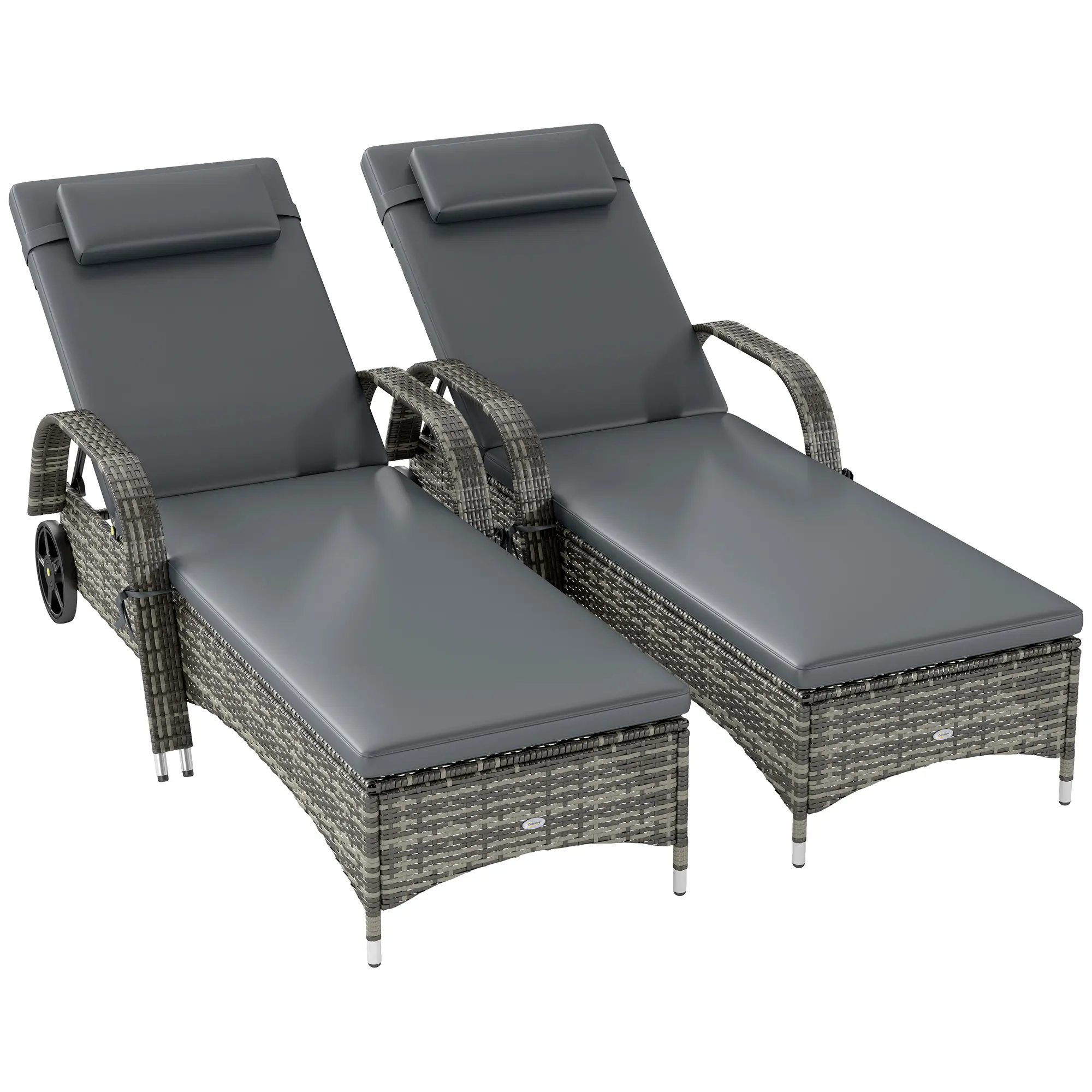 2 Reclining Chaise Lounge Chairs, Rolling Outdoor