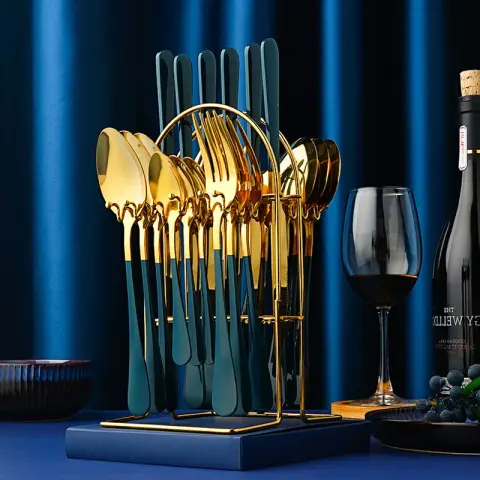 Gold Dinnerware Set Stainless Steel Tableware Set Knife Fork