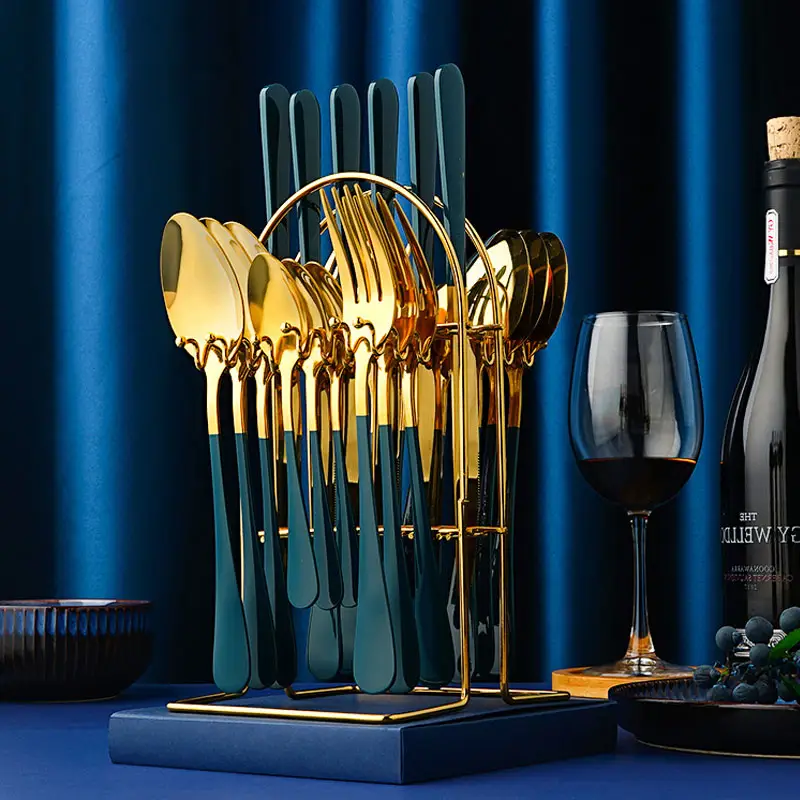 Gold Dinnerware Set Stainless Steel Tableware Set Knife Fork