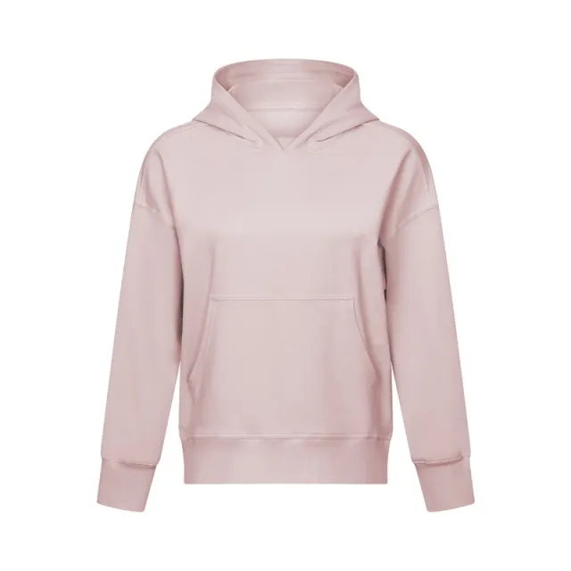 Solid Color Loose Drop Shoulder Pullover Hooded Sweatshirt Pink - Shop at LoveMi