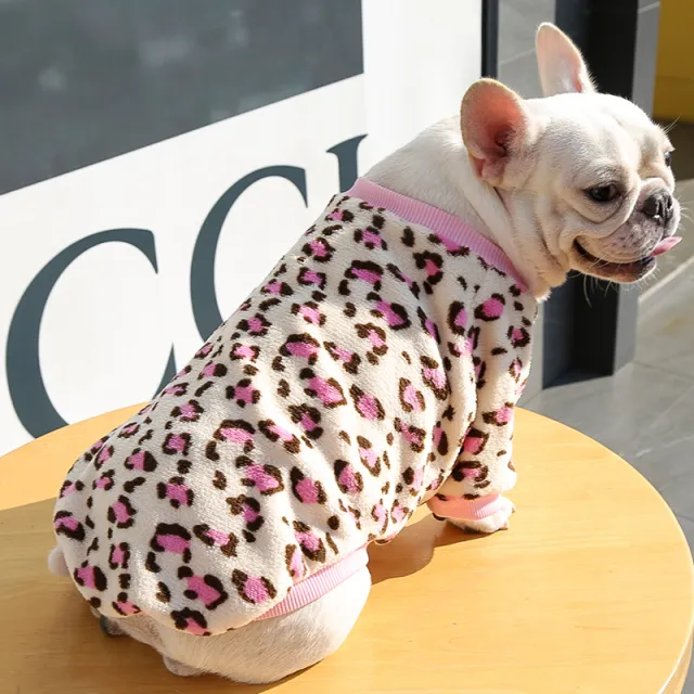 Pet Clothespuppy Autumn And Winter Warm Pajamas Jacket Pink Leopard Print - Shop at LoveMi