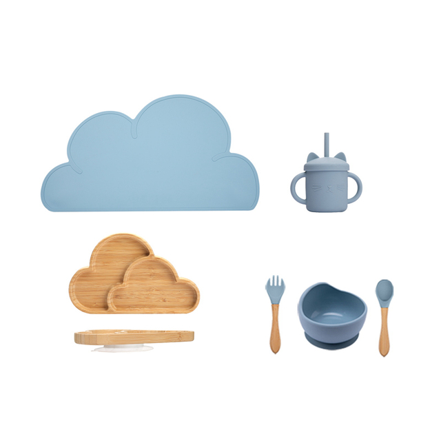 7Pcs Wooden Feeding Tableware Sets Kids Feeding Supplies Bam — foto 16