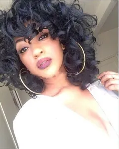 African Black Curly Wig European Beauty Short Fluffy Black Explosive Headgear Wig - Black - View 1