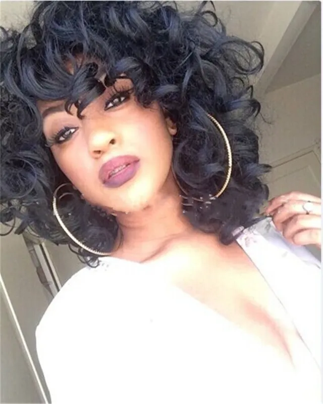 African Black Curly Wig European Beauty Short Fluffy Black Explosive Headgear Wig Black - Shop at LoveMi