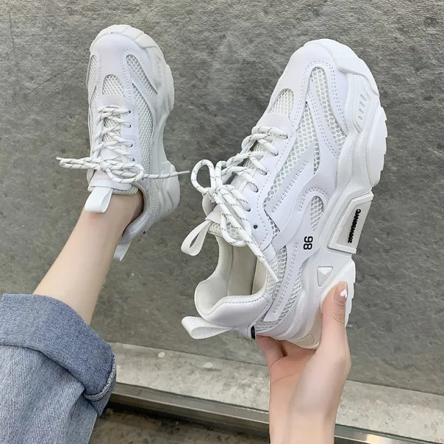 Candy colored Thick soled Increase Fashion Sneakers Women Red - Shop at LoveMi
