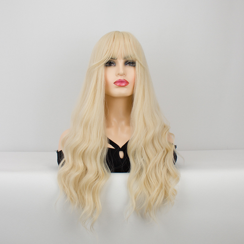 Qi Bangs Purple Silk Gradual Change Chemical Fiber Wig — foto 2
