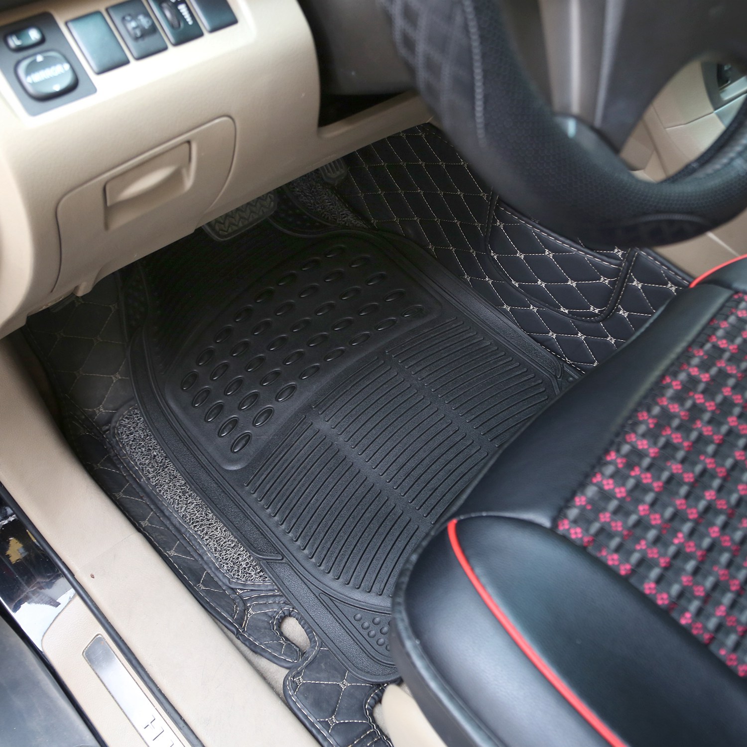 1Set Automotive Floor Mats With Front And Rear PVC Rubber Floor Mats Heavy Duty Drive Vehicle Car Mats With Trimmable Design Fit Most Cars SUVs Trucks — foto 2