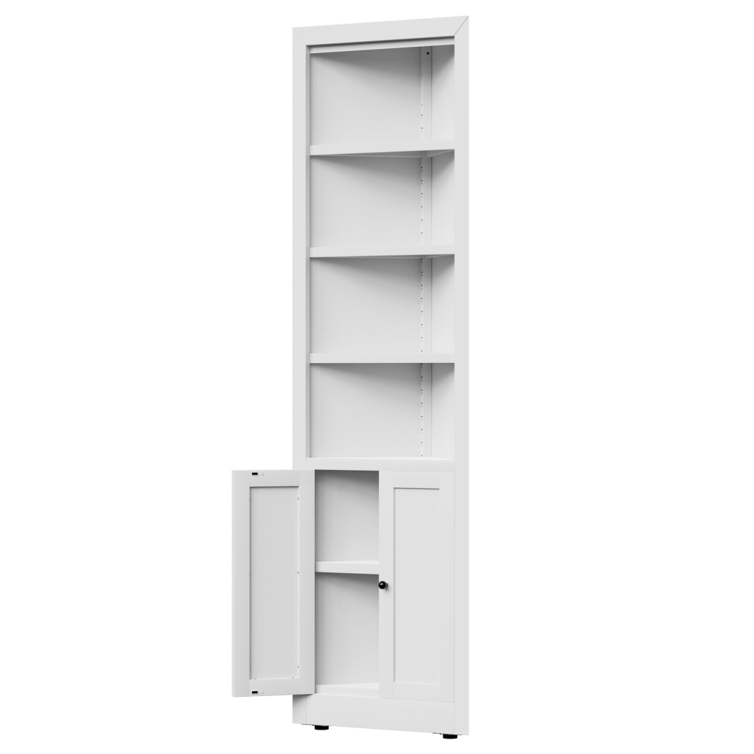 71in Tall Corner Storage Cabinet With 2 Doors, 5-Tier Metal Cabinet With Adjustable Shelves, Freestanding Kitchen Storage For Pantry, Living Room, Bathroom, Laundry Room, Space Saving Furniture, White