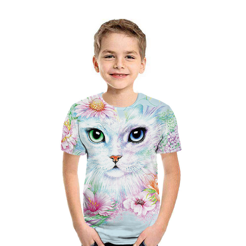 أكمام قصيرة للأطفال بطبعة ثلاثية الأبعاد كاجوال