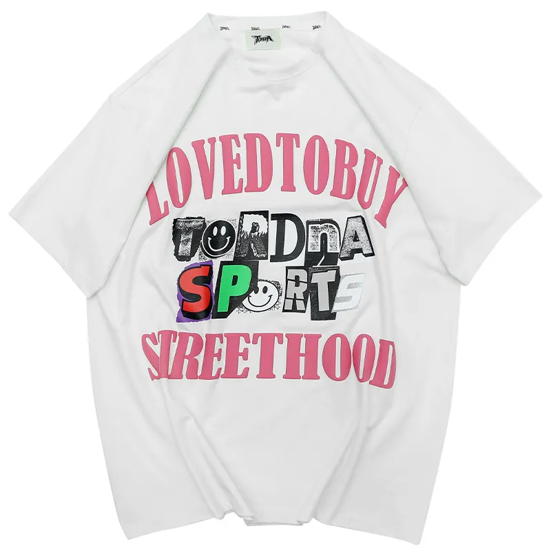 Men's Short-sleeved T-shirt Loose Casual Round Neck - White