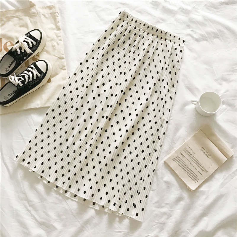 Title 3, Mid-length polka-dot skirt, all-match, slimming...