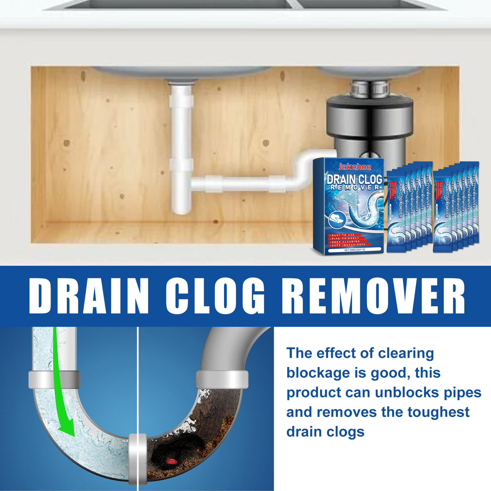 Jakehoe Drain Cleaning Powder For Cleaning, Unclogging, And Deodorizing Kitchen And Toilet Drains. — view 5